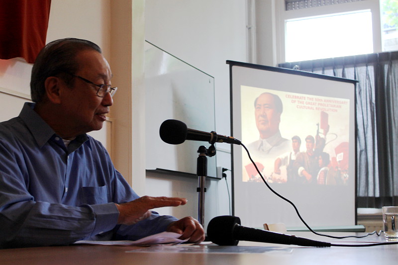 Prof. Jose Ma. Sison, chairperson of the International League of Peoples’ Struggle, explains the profound impact of China's GPCR on the Philippine revolution. Photo by Kenji Sario
