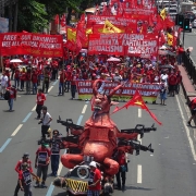 Workers and other toiling people march along Manila's main avenues on International Workers Day 2019. Photo by Lito Ocampo/KMU